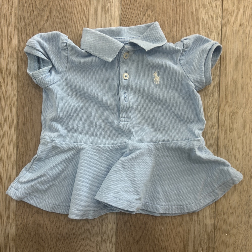 Ralph Lauren Light Blue Polo Girlie Top 6M